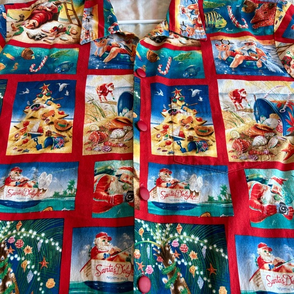 Santa Shirt Men's short sleeved Vintage Beach Hawaiian XXL - Picture 2 of 10